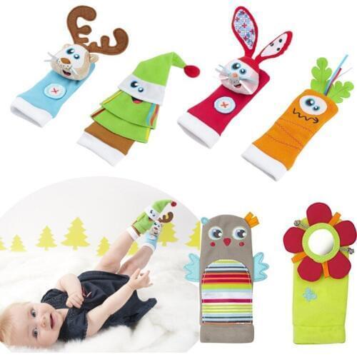Clear Baby Rattles Toys Animal Socks With Rattle Baby Foot Rustling Sock Newborn Finders Christmas Toys