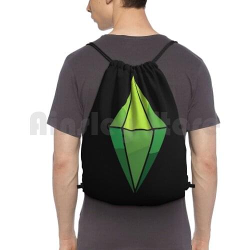 Plumbob Backpack Drawstring Bag Riding Climbing Gym Bag Plumbob Sims Sims 4 The Sims Sims 3 The Sims 4 Sims 2 Gaming The