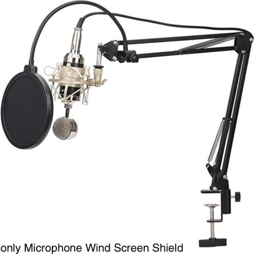 Stabilizing Studio Singing Vlogging Double Layer Broadcasting Microphone Wind Screen Shield Filter 360 Degree Gooseneck Clip