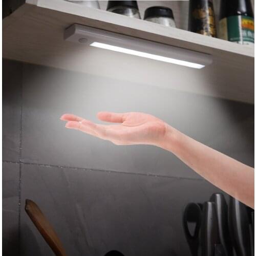 Battery Powered Led PIR Under Cabinet Night Light For Kitchen Smart Motion Sensor Light Magnetic Lamp Wireless Wardrobe Lamp