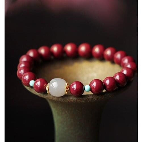 Raw ore purple gold sand benmingnian Ox amulet hand string female cinnabar male fortune bracelet Gem bracelet
