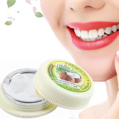 Thai tooth powder, green herb, coconut flavor toothpaste, tartar, smoke and tea stains, black and yellow stains, whiten teeth