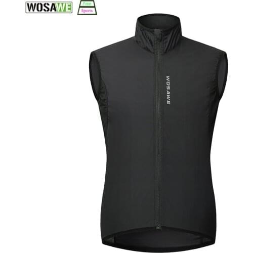WOSAWE Windproof Cycling Vest Rainproof MTB Bike Jacket Outdoor Sport Quick-Dry Rain Jacket Sleeveless Clothing
