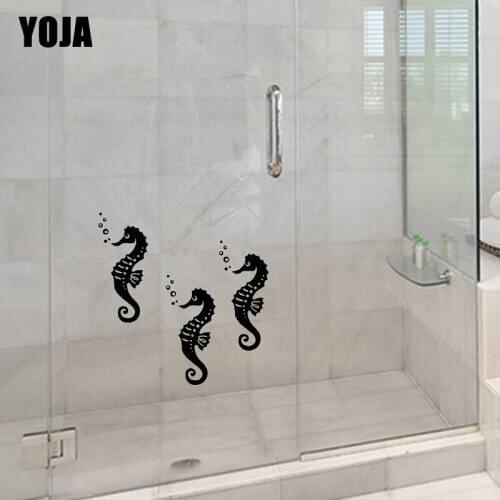 YOJA 28x28CM （One Group）Bathroom Glass Hippocampus Decal Decoration Home Wall Stickers G2-0324