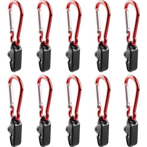 10/20pcs Camping Tent Tarp Awning Clamp Clips Tent Snaps Hangers Tighten Lock Grip Clamp with Carabiner Camping Equipment