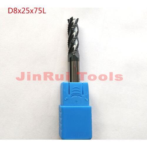 1pc 8mm D8*25*D8*75 HRC45 4 Flutes Solide Carbide Roughing End Mills CNC router bit milling cutter Tools knife fresa