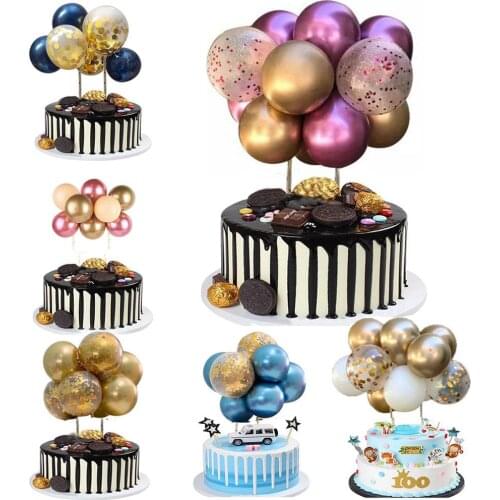 10Pcs 5Inch Balloon Cloud Cake Topper, Mini Garland Cake Topper Confetti Balloon Girl Birthday Bridal Shower Party Decorations