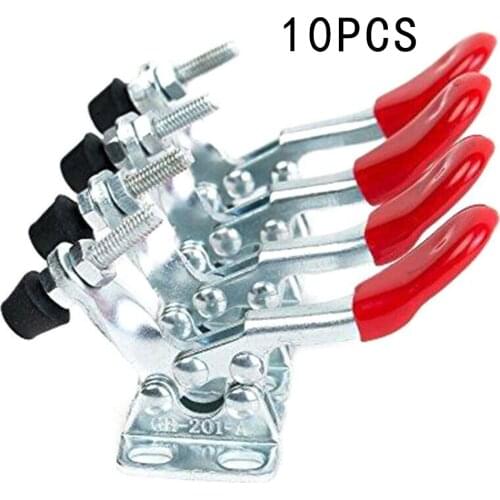 10Pc Toggle Clamp Quick Release Vertical/Horizontal Type Clamps U-Shaped Bar Hand Tool For Woodworking Joinery LGH-201A 27kg