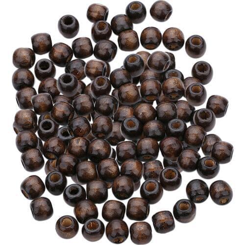 100pcs Coffee Wood Barrel European Large Hole Loose Beads Charms for DIY Bracelet Necklace Jewelry Making Crafts