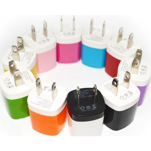 1000pcs Wall charger Travel Adapter For iPhone X Galaxy S8 Plus 5V/1A Colorful US EU Ports Mini Home Power Adapter no Package