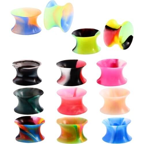 11Pairs 6-16mm Silicone Flexible Thin Double Flared Ear Plugs Tunnels Ear Piercing Ear Stretcher Expander Gauges Piercing Jewelr