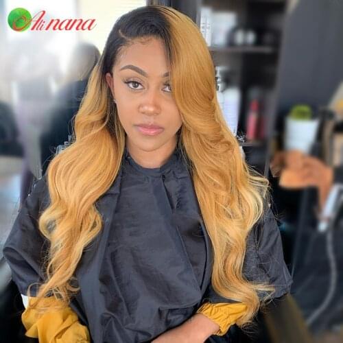 1B/27 Blonde Color Body Wave Pre-Plucked With Baby Hair Brazilian Human Hair Long 13x6x1 Lace Part Wigs For Black Women