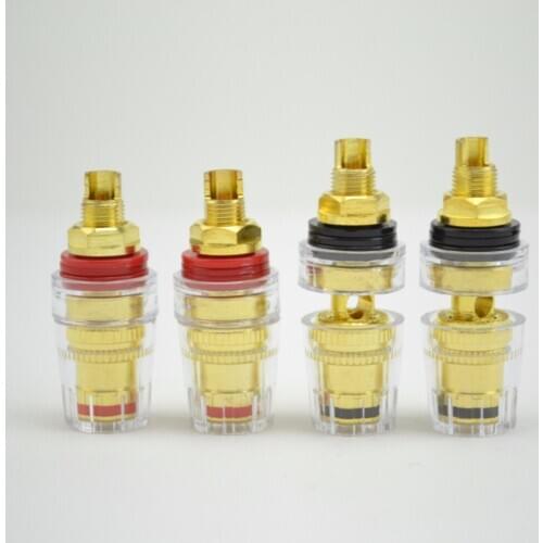 4Pcs Brass Gold Plated 4MM Banana Plug Terminal Binding Post for Speaker Amplifier High Quality Red and Black