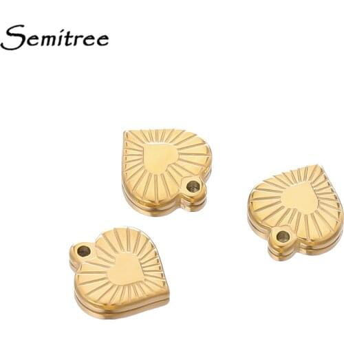5pcs 18K Gold Stainless Steel Heart Pendant Charms for DIY Jewelry Making Necklace Components Bracelets Accessories Handmade