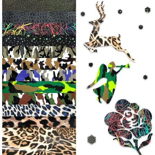 7.8"x9.8" 12pcs Bundle Camouflage Leopard Heat Transfer Vinyl Iron on Tshirt HTV Printing for Cricut Cameo Decor DIY Easy Weed