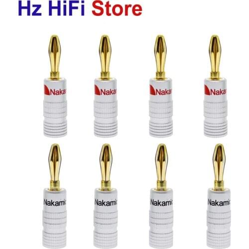 8PCS 24K Gold 4MM Nakamichi Speaker Banana Plug Audio Jack Connector