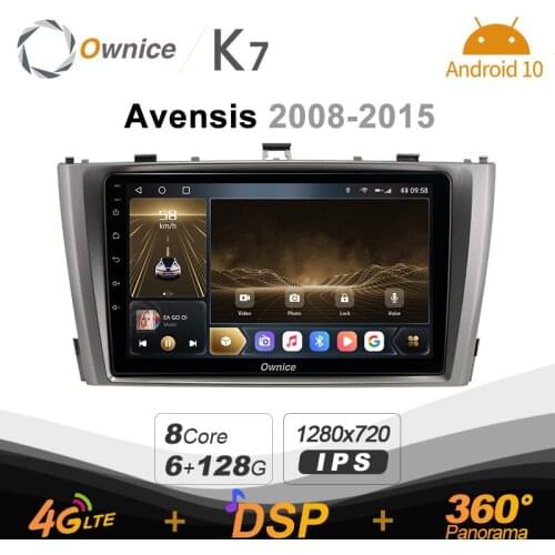 K7 Ownice 6G+128G Android 10.0 Car Radio For Toyota Avensis 2008 - 2015 Multimedia Audio 4G LTE GPS Navi 360 BT 5.0 Carplay