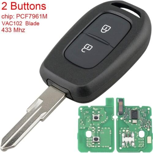 433MHz 2 Buttons Car Remote Key Replacement PCF7961M Chip and VAC102 Blade Fit for Renault Symbol Trafic Dacia Duster Logan