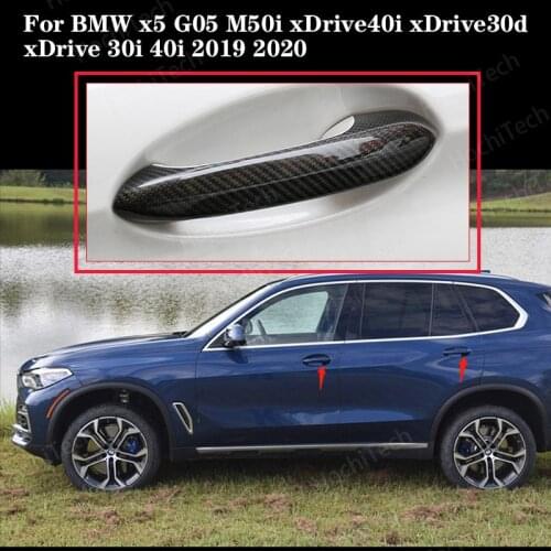 Car Styling Real Carbon Fiber Exterior Door Handle Cover Protextive Trim For BMW x5 G05 M50i xDrive40i xDrive30d 40i 2019 2020