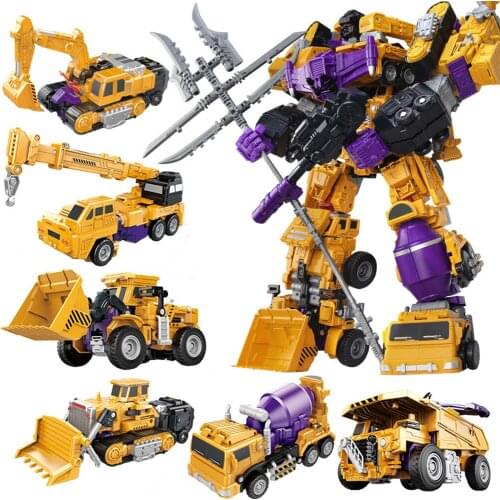 Deformation Car Toy Engineering Vehicle Dumper Truck Mixer Truck Crane Excavator Robot Puzzle Education Model For Children Kids