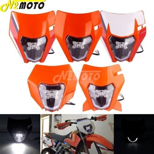 For EXC TPI XC-W EXC-F SMC Six Days FREERIDE 250 Enduro MX Dirt Bike Hi/Lo Beam Motocross Head Lamp Fairing LED Headlight Mask