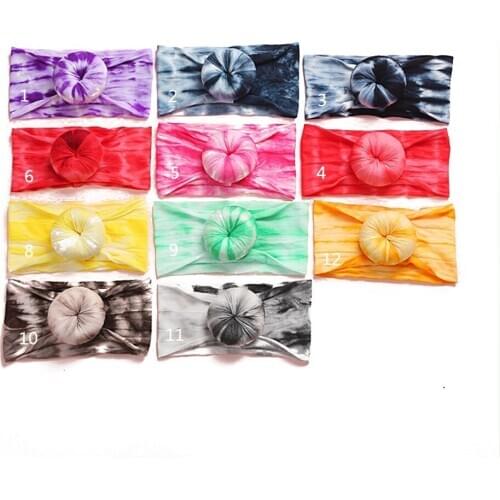 Infant Baby Girl Cute Bow Headband Dye Tie Printed Hair Warp Cotton Elastic Hair Band Gifts Props Children Turban Headwear