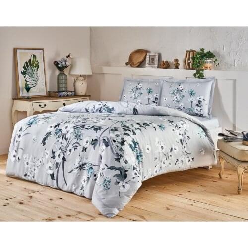 Crown Emili Satin Double Bed Duvet cover set Gray