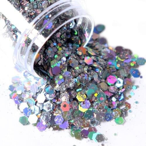 1 Box Holographic Chunky Glitter For Nails Art Decoration Mix Laser Hexagon Shape Sparkly 3D Holo Sequins Accessories