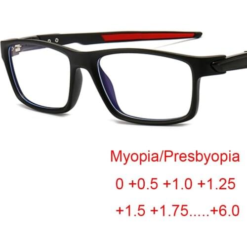 Finished Mens Presbyopia Magnifying Glasses Anti Blue Rays Farsightedness Square Eyeglasses Male Prescription Glasses 0 to +6.0