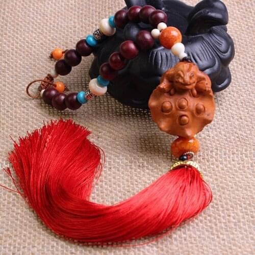 Pear wood golden cicada lotus seed pendant lucky fortune safe car interior accessories R163-34