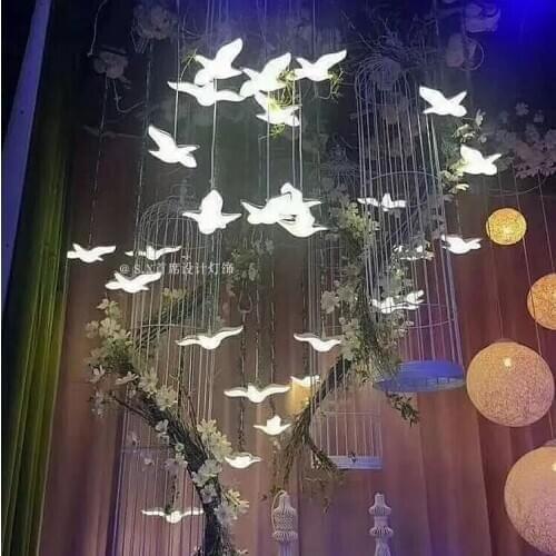 Custom non-standard hotel sales offices sand table engineering shopping malls wedding large hall corridor art chandelier bird