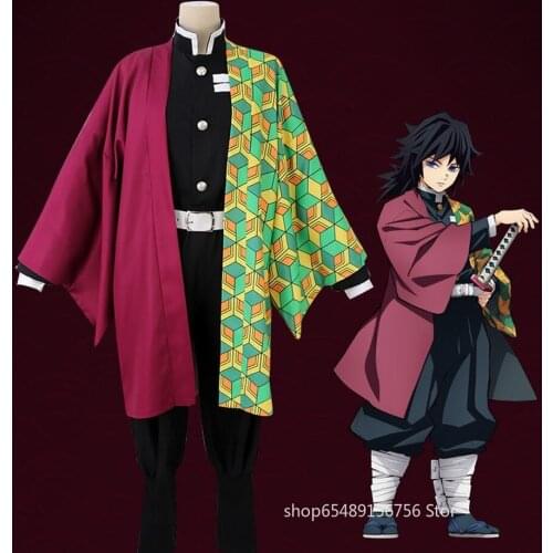 Anime Demon Slayer Kimetsu No Yaiba Zenitsu Giyu Tanjirou Kamado Nezuko Cosplay Costume Kimono Kimono Halloween Uniform Man