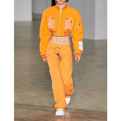 !!! 11.15 Hot Sale Autumn Winter Fashion Argyle Print Short Zipper Cotton Jacket Coat Or High Waist Straight Pants Set Women