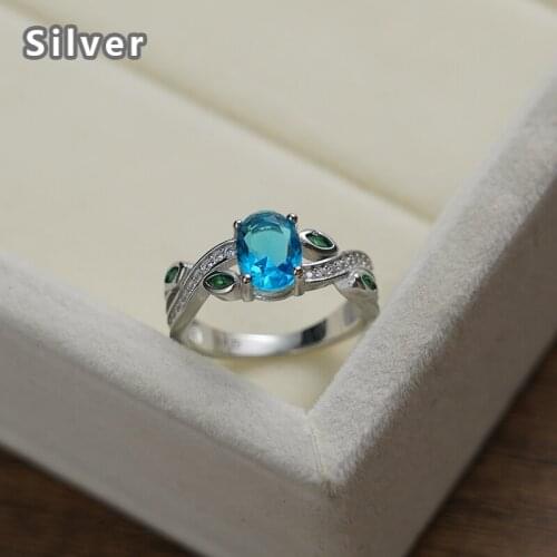 Hot sales in Europe and the charm fashion 925 sterling silver cross ring ms white zircon blue crystal jewelry gifts