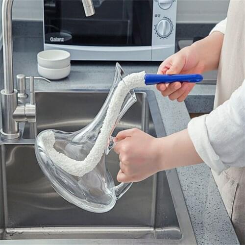 Soft Bendable Foam Wine Decanter Stemware Glasses Dust Cleaning Brush Flexible Win Bar Set Cleaner Kitchen Tools
