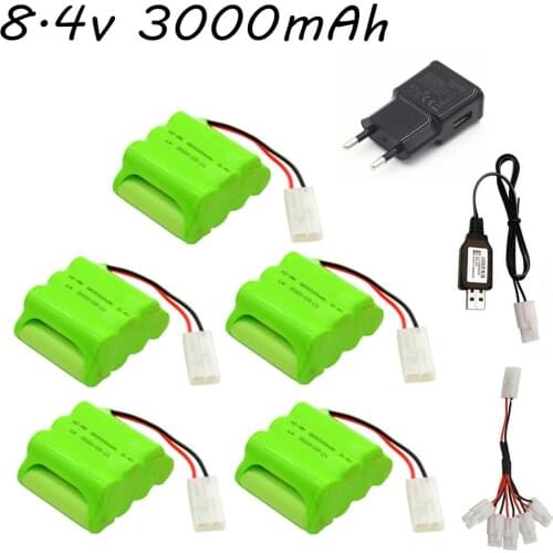 Ni-Mh 8.4v 3000mAh Battery AA NIMH Rechargeable Battery Pack + USB Charger Set For RC Toys Cars Boats Robots Tanks Guns Parts