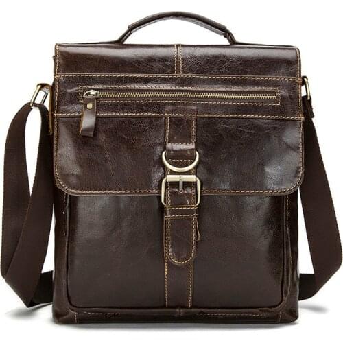 New Vintage Genuine Cow Leather Men Messenger Bag Causal Shoulder Bags Cowhide Travel Business Bag Sling Crossboby Bag Large