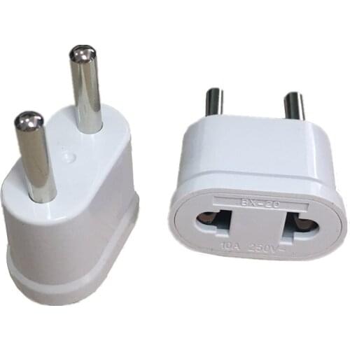 New Arrival 2pcs US USA to EU EURO Europe Travel Power Plug Adapter Charger Converter for USA converter White