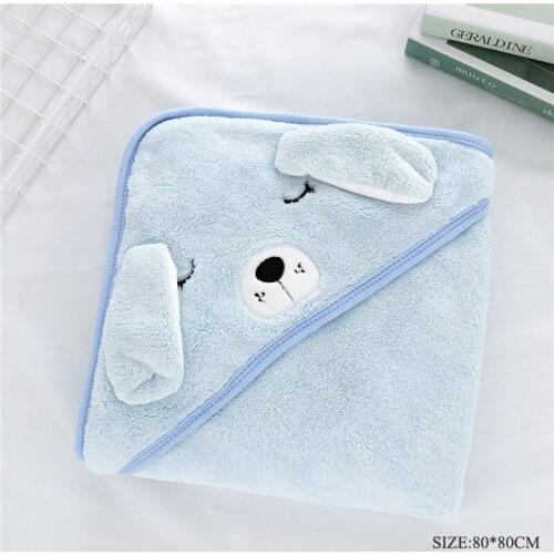 Cute Newborn Baby Blanket Wrap Soft Infant Swaddling Comfortable Kids Hooded Microfiber Coral Fleece Children Sleeping Bags
