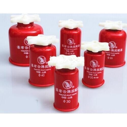 Authentic 6 pcs waterfall vacuum cupping set red pot cans hand twist magnetic therapy massage cup with the bright spot