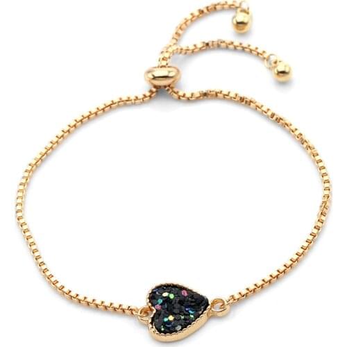Colorful Resin Peach Love Heart Slide Chain Bracelet Women Girl Simple Cute Lovely Heart Charm Adjustable Fashion Bracelets Gift