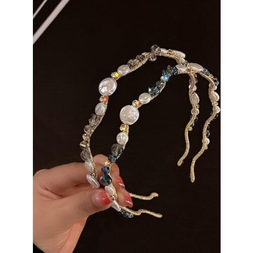 Luxury Sparkly Full Crystal Pearl Baroque Hairband Padded Rhinestone Princess Headband For Women Headdress Birthday Hair Jewelry