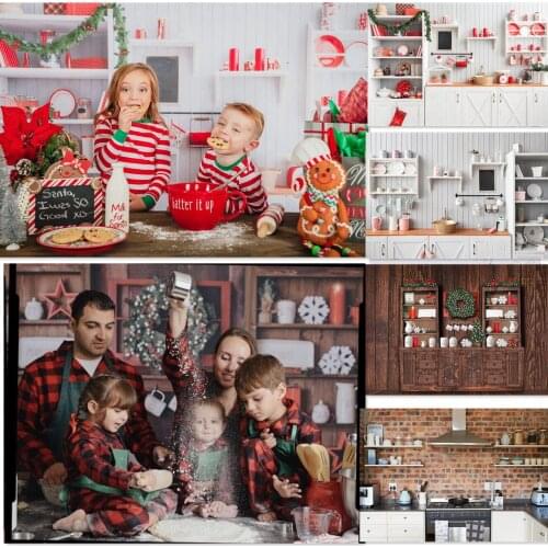 Christmas Photography Backdrop Family Party Xmas Kitchen Baking Cook Newborns Baby Kids Photo Background Studio Photocalls Props
