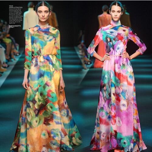 CNUM SC029 100% Natural Silk Chiffon/ Blooming Sunflower/ Silk Fabric Width 1.48yd Thickness 6mm /Sold by meters