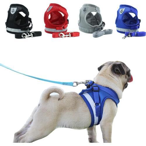 Pet Dog Cat Harness with Leash Adjustable Vest Walking Supplies Soft Breathable Plaid Collar Puppy for Small Medidum Large Dogs
