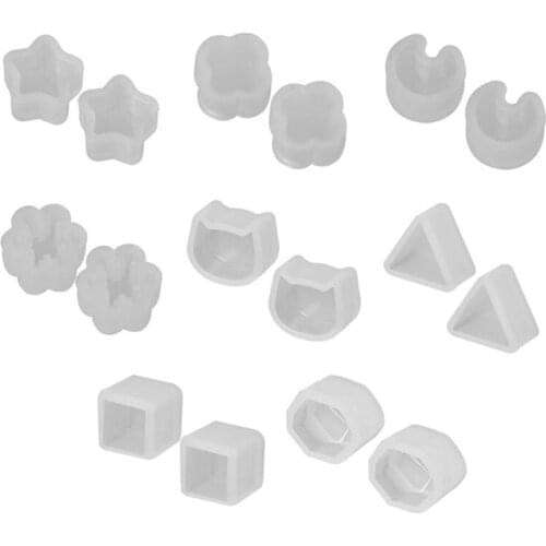 55KA 8 Pair/set UV Resin Silicone Molds DIY Crystal Epoxy Mold Small Earrings Stud Making Mould