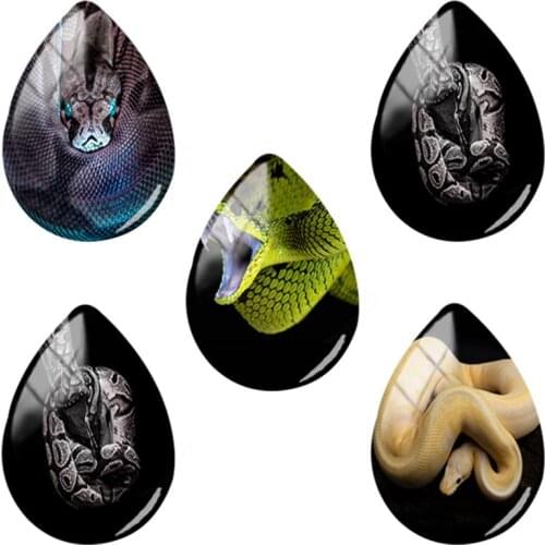 TAFREE Long Colorful Pet Snake Patterns Flat Back Glass Cool Charms For Making Animals Water Drop Jewelrys Accessories HL87