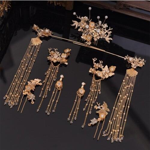 Hanfu Tiara Bride Costume Hair Accessories Chinese Phoenix Crown Luxury Classical Wedding Dress Accessories