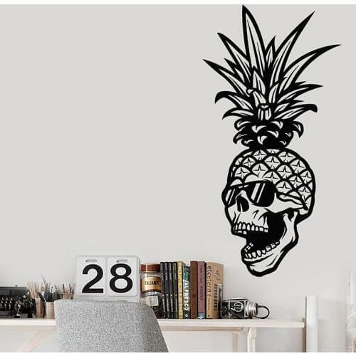 Creative Wall Decal Skull Glasses Skeleton Pineapple Tropical Fruit Vinyl Window Sticker Teens Bedroom Man Cave Mural Decor E588