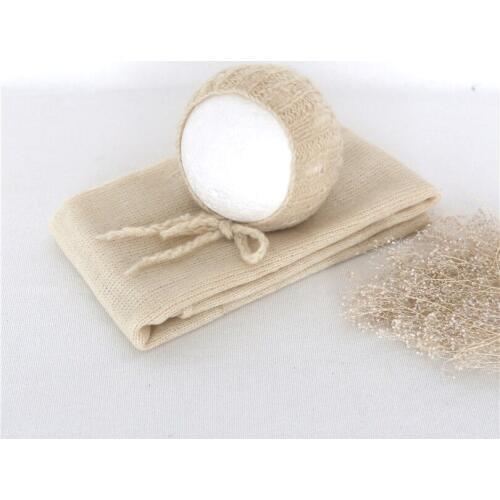 Vintage Newborn Swaddle Cocoon Jersey Wraps Baby Sweater Stretch Knit Layer Infant Outfit Girl or Boy Wrap and Hat Photo Props